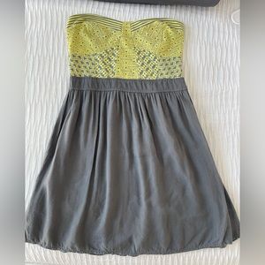 Women’s Juniors, O’Neil Strapless Yellow and Gray Neon Sundress, Size 11